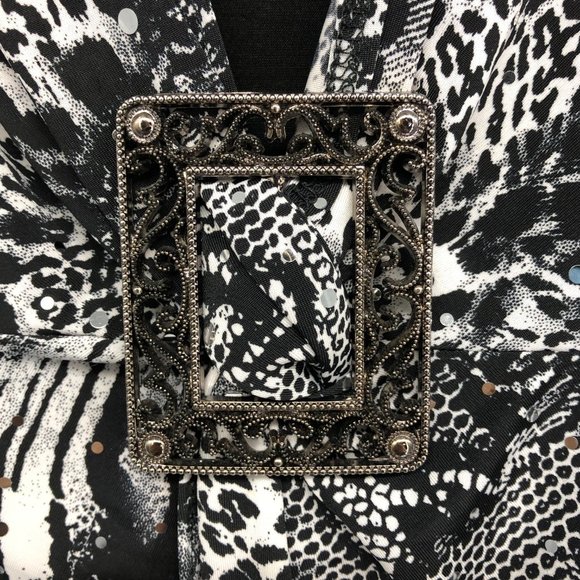 Brittany Black Grey Short Sleeve Abstract Layered Blouse size XL - Picture 9 of 16